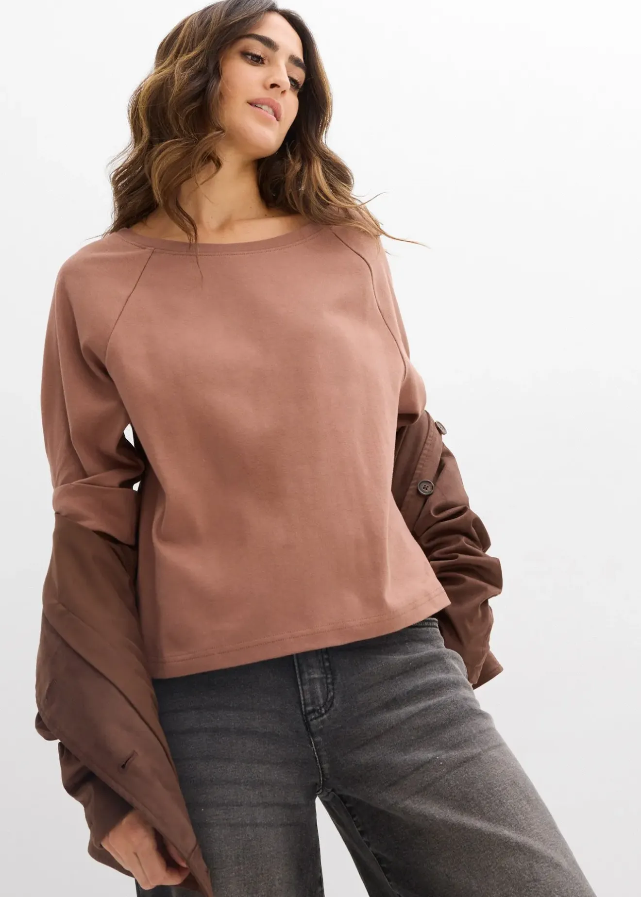 Femme bonprix T-Shirts & Tops|T-shirt à manches raglan en coton épais