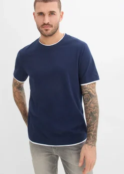 bonprix T-shirt aspect 2en1 en fil flammé|Homme T-Shirts & Polos