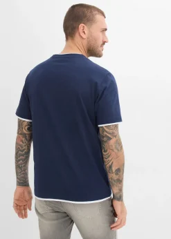 bonprix T-shirt aspect 2en1 en fil flammé|Homme T-Shirts & Polos