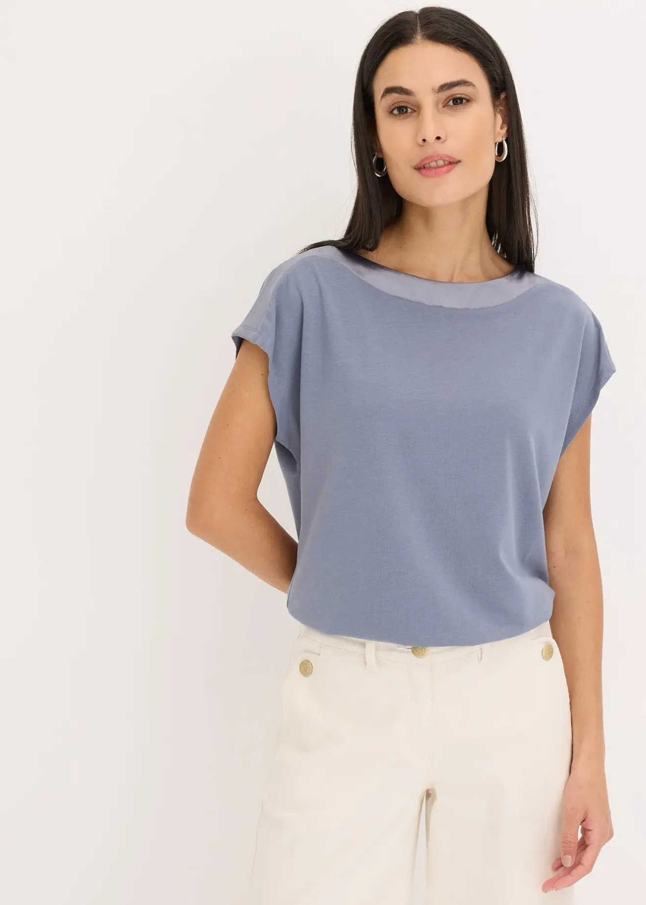 bonprix T-shirt avec bordure en satin|Femme T-Shirts & Tops