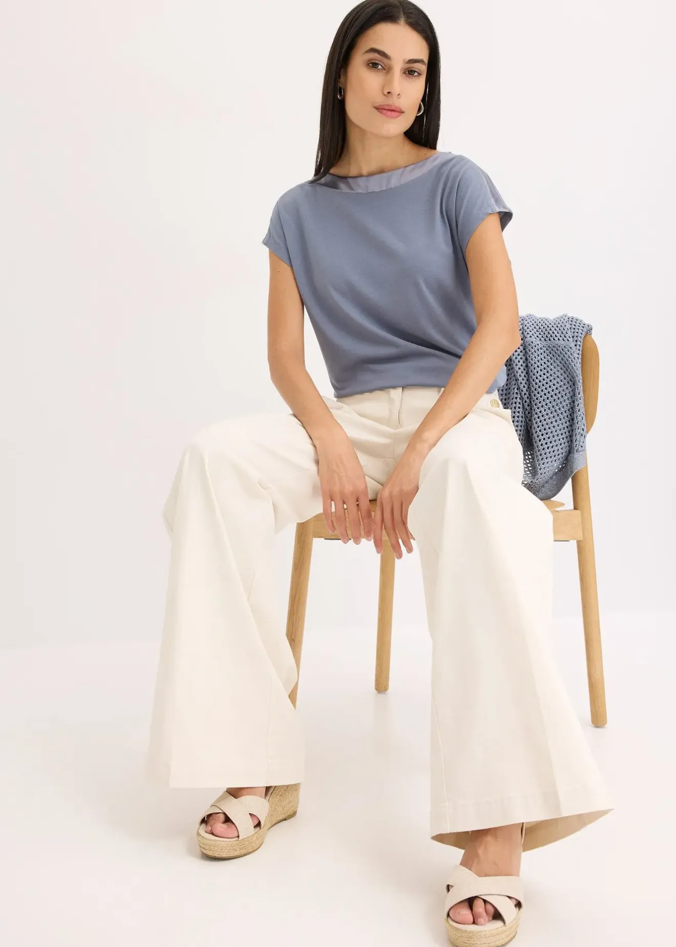 bonprix T-shirt avec bordure en satin|Femme T-Shirts & Tops