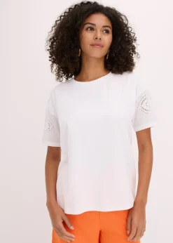 Femme bonprix T-Shirts & Tops|T-shirt avec broderies anglaises