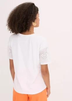 Femme bonprix T-Shirts & Tops|T-shirt avec broderies anglaises