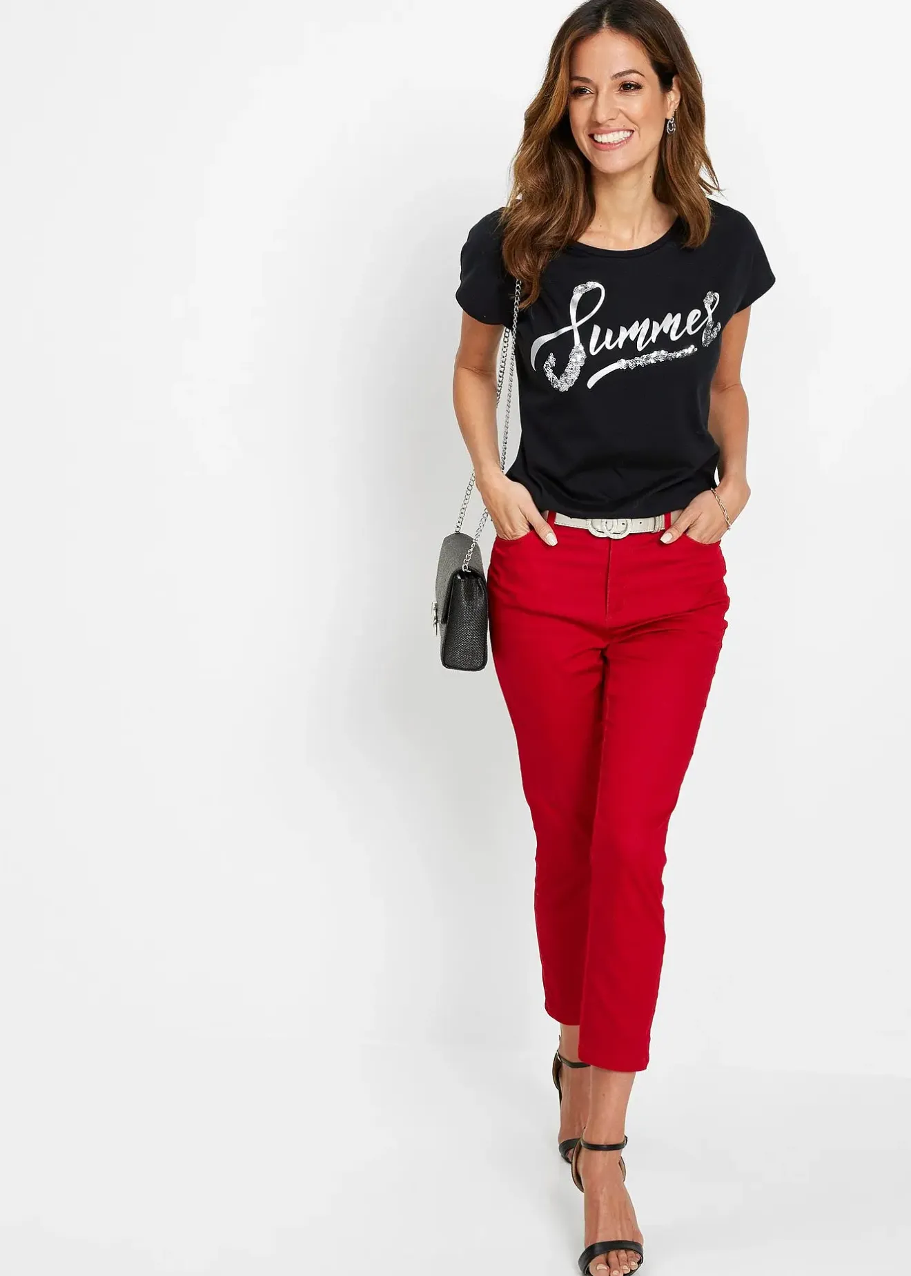 Femme bonprix T-Shirts & Tops|T-shirt avec inscription à sequins