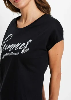 Femme bonprix T-Shirts & Tops|T-shirt avec inscription à sequins