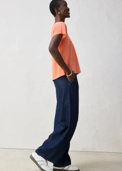 bonprix T-shirt avec soie et empiècement tissé|Femme Premium|T-Shirts & Tops