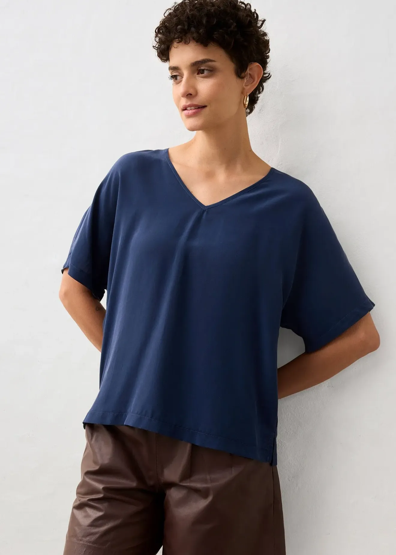 bonprix T-shirt avec soie et empiècement tissé|Femme Premium|T-Shirts & Tops