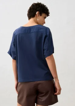 bonprix T-shirt avec soie et empiècement tissé|Femme Premium|T-Shirts & Tops