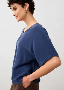 bonprix T-shirt avec soie et empiècement tissé|Femme Premium|T-Shirts & Tops