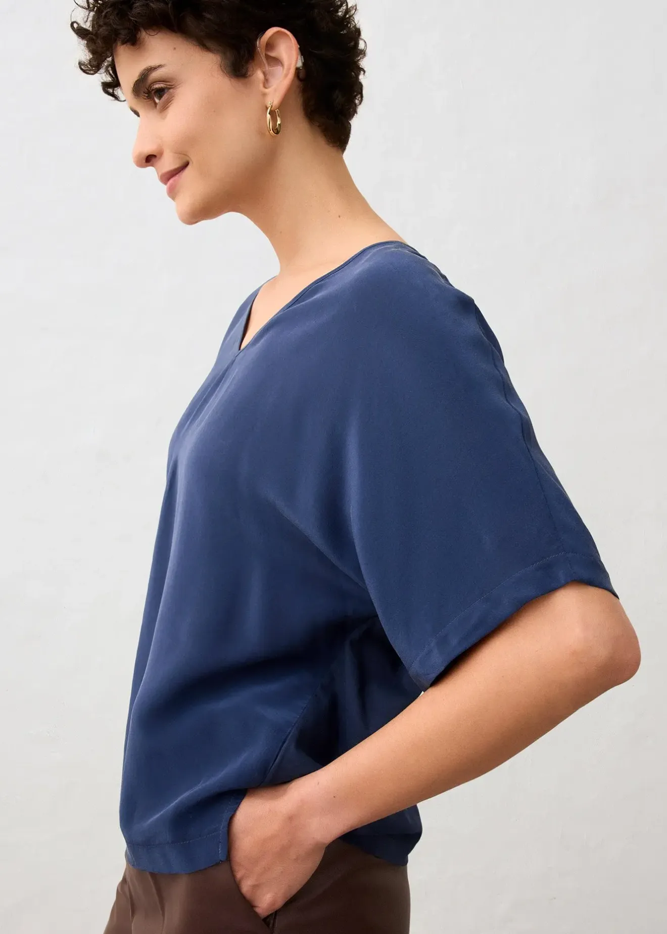 bonprix T-shirt avec soie et empiècement tissé|Femme Premium|T-Shirts & Tops