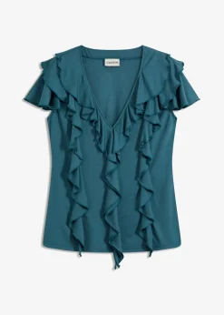 bonprix T-shirt avec volants en modal mélangé|Femme T-Shirts & Tops