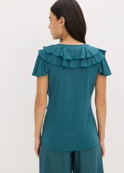 bonprix T-shirt avec volants en modal mélangé|Femme T-Shirts & Tops