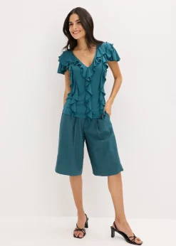 bonprix T-shirt avec volants en modal mélangé|Femme T-Shirts & Tops