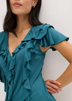 bonprix T-shirt avec volants en modal mélangé|Femme T-Shirts & Tops