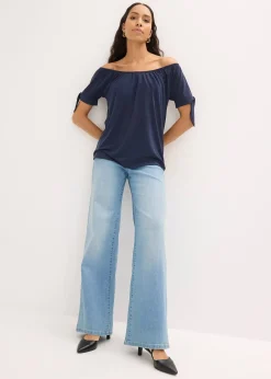 Femme bonprix T-Shirts & Tops|T-shirt col Bardot à détail nœud