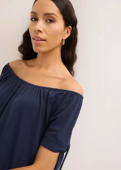 Femme bonprix T-Shirts & Tops|T-shirt col Bardot à détail nœud