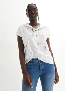 bonprix T-shirt col Henley à capuche|Femme T-Shirts & Tops