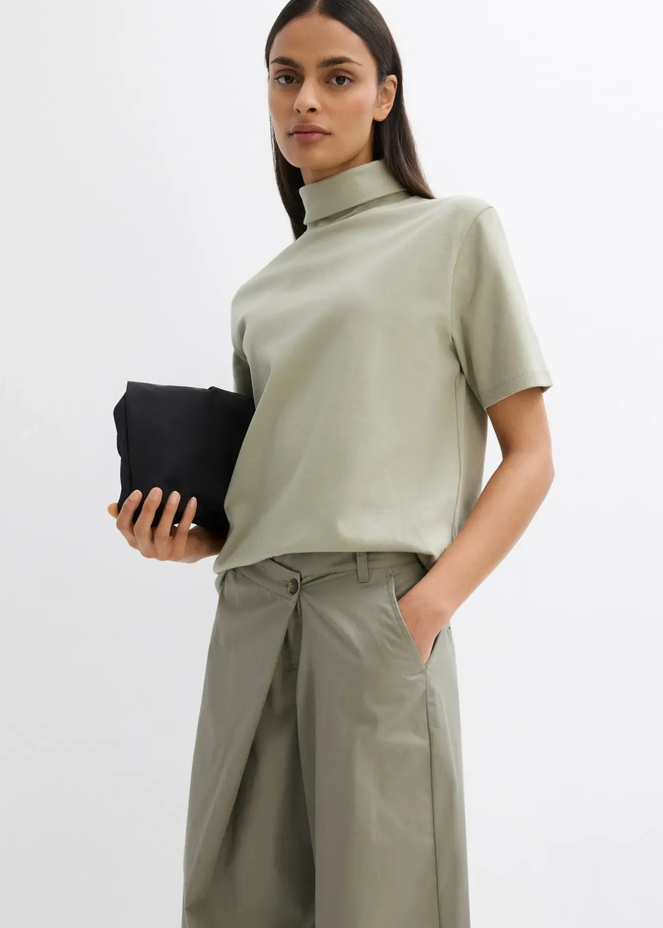 bonprix T-shirt col roulé 100% coton|Femme T-Shirts & Tops