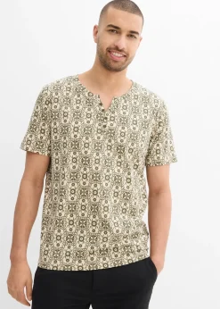 bonprix T-shirt col tunisien 100% coton|Homme T-Shirts & Polos