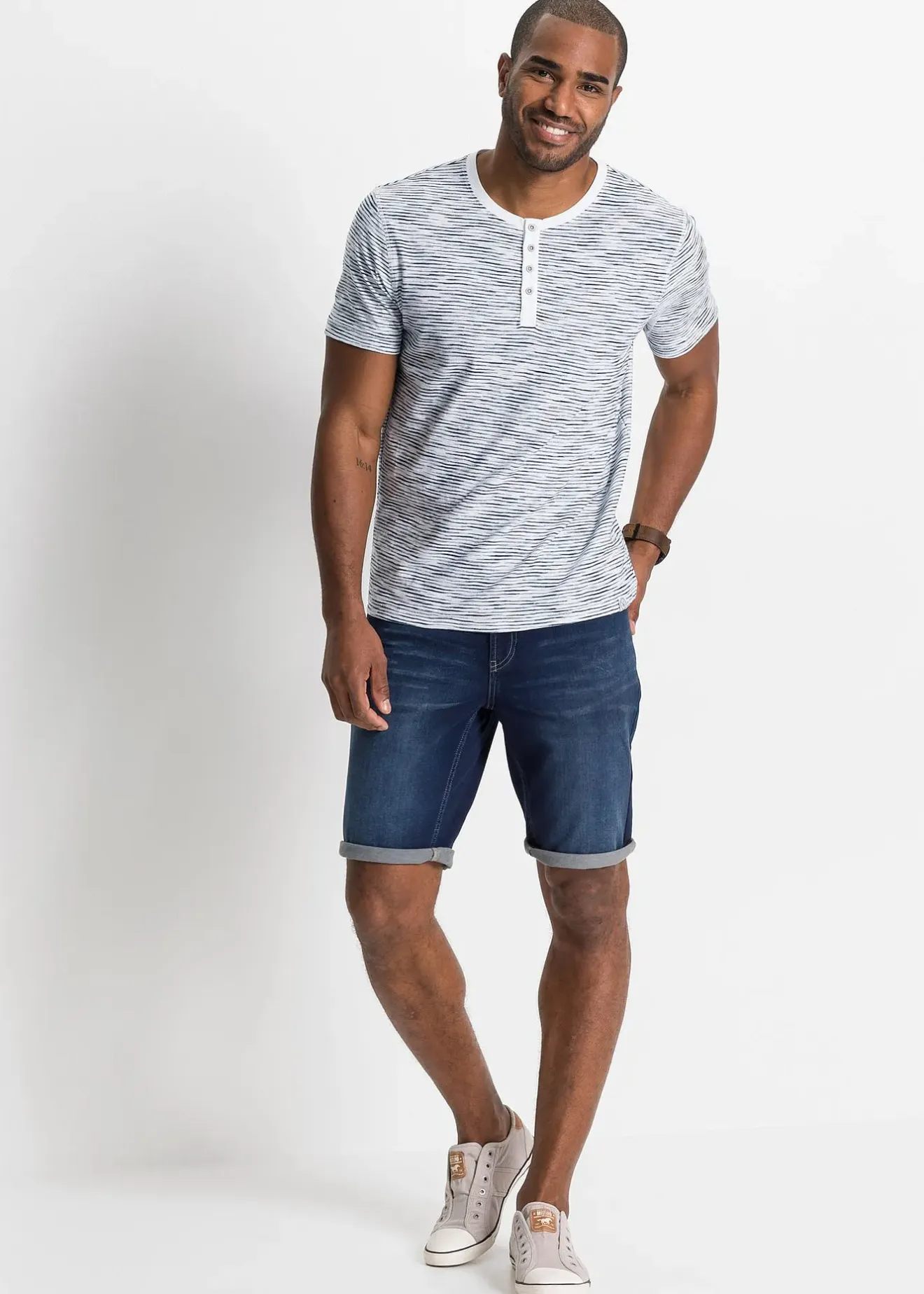 bonprix T-shirt col tunisien, 100% coton|Homme T-Shirts & Polos