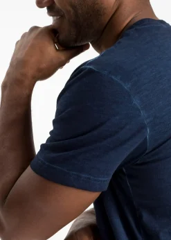 bonprix T-shirt col tunisien, aspect délavé, 100% coton|Homme T-Shirts & Polos