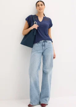 Femme bonprix T-Shirts & Tops|T-shirt col tunisien en viscose majoritaire