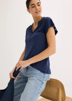 Femme bonprix T-Shirts & Tops|T-shirt col tunisien en viscose majoritaire