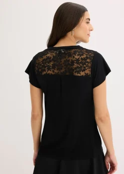 bonprix T-shirt col tunisien en viscose majoritaire|Femme T-Shirts & Tops