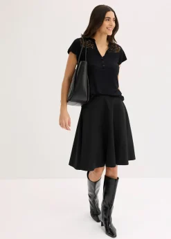 bonprix T-shirt col tunisien en viscose majoritaire|Femme T-Shirts & Tops