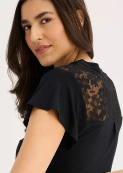 bonprix T-shirt col tunisien en viscose majoritaire|Femme T-Shirts & Tops