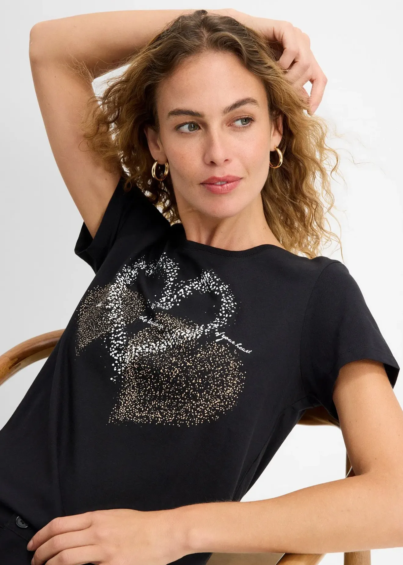 Femme bonprix T-Shirts & Tops|T-shirt coton à imprimé cœur