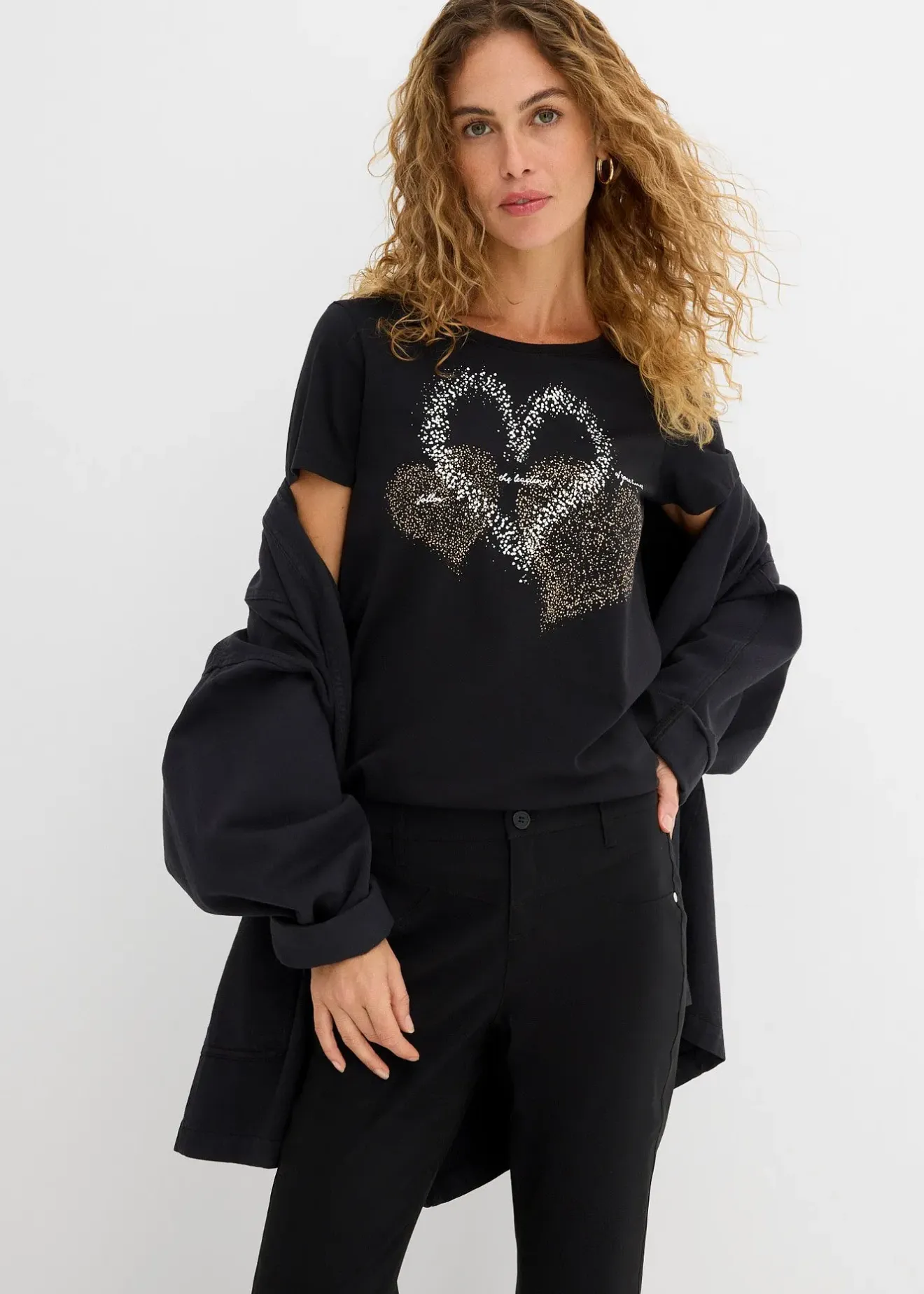 Femme bonprix T-Shirts & Tops|T-shirt coton à imprimé cœur