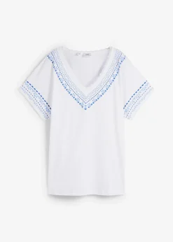 bonprix T-shirt coton ample avec imprimé brodé|Femme T-Shirts & Tops