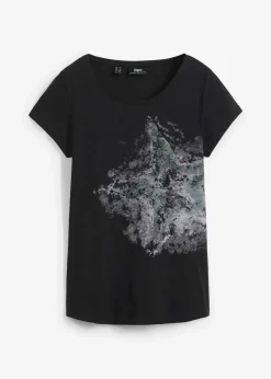 Femme bonprix T-Shirts & Tops|T-shirt coton fil flammé à manches courtes