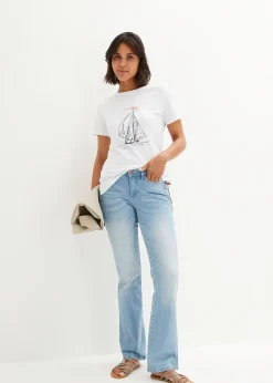 bonprix T-shirt coton imprimé et fendu sur le côté|Femme T-Shirts & Tops