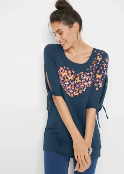 bonprix T-shirt coton épaules dénudées, mi-manches|Femme T-Shirts & Tops