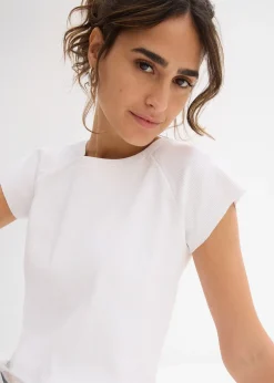 Femme bonprix T-Shirts & Tops|T-shirt court et côtelé