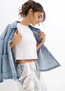 Femme bonprix T-Shirts & Tops|T-shirt court et côtelé