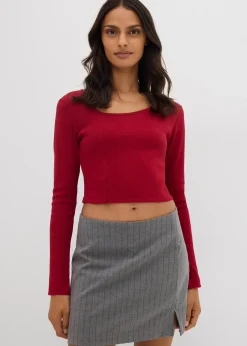 bonprix T-shirt court et côtelé|Femme T-Shirts & Tops