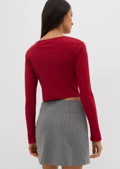 bonprix T-shirt court et côtelé|Femme T-Shirts & Tops