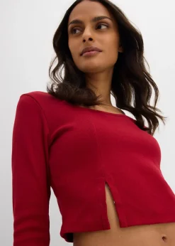 bonprix T-shirt court et côtelé|Femme T-Shirts & Tops