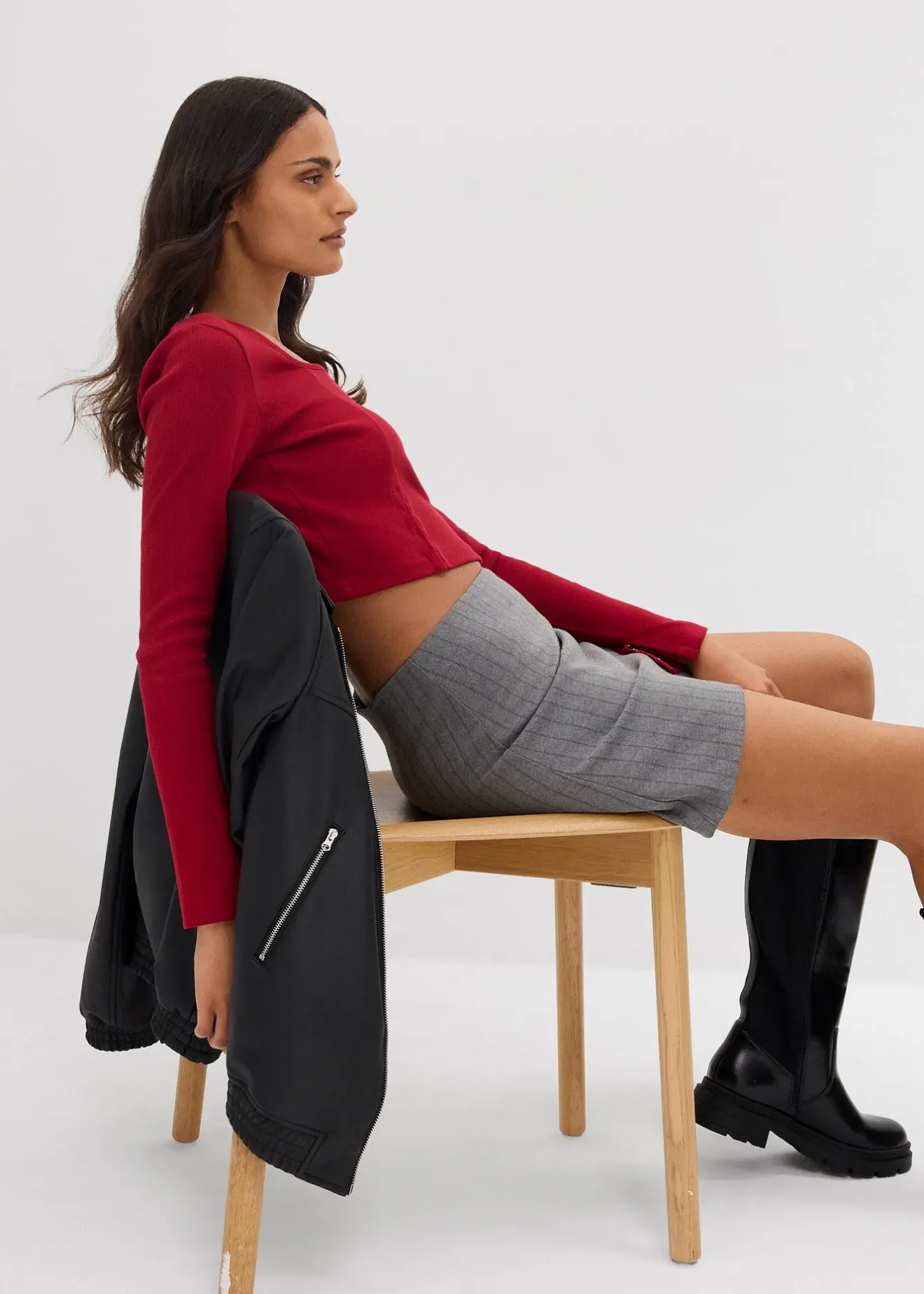 bonprix T-shirt court et côtelé|Femme T-Shirts & Tops