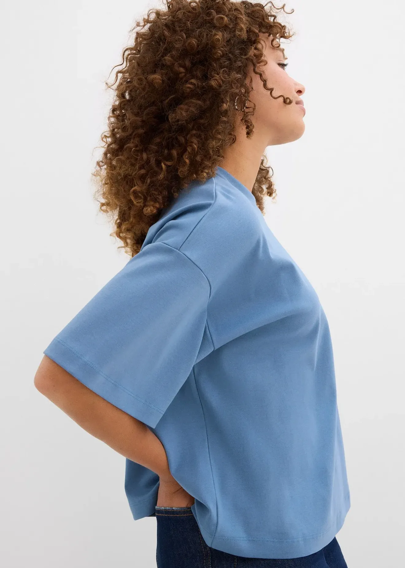 bonprix T-shirt court et oversize en coton épais|Femme Basiques|T-Shirts & Tops