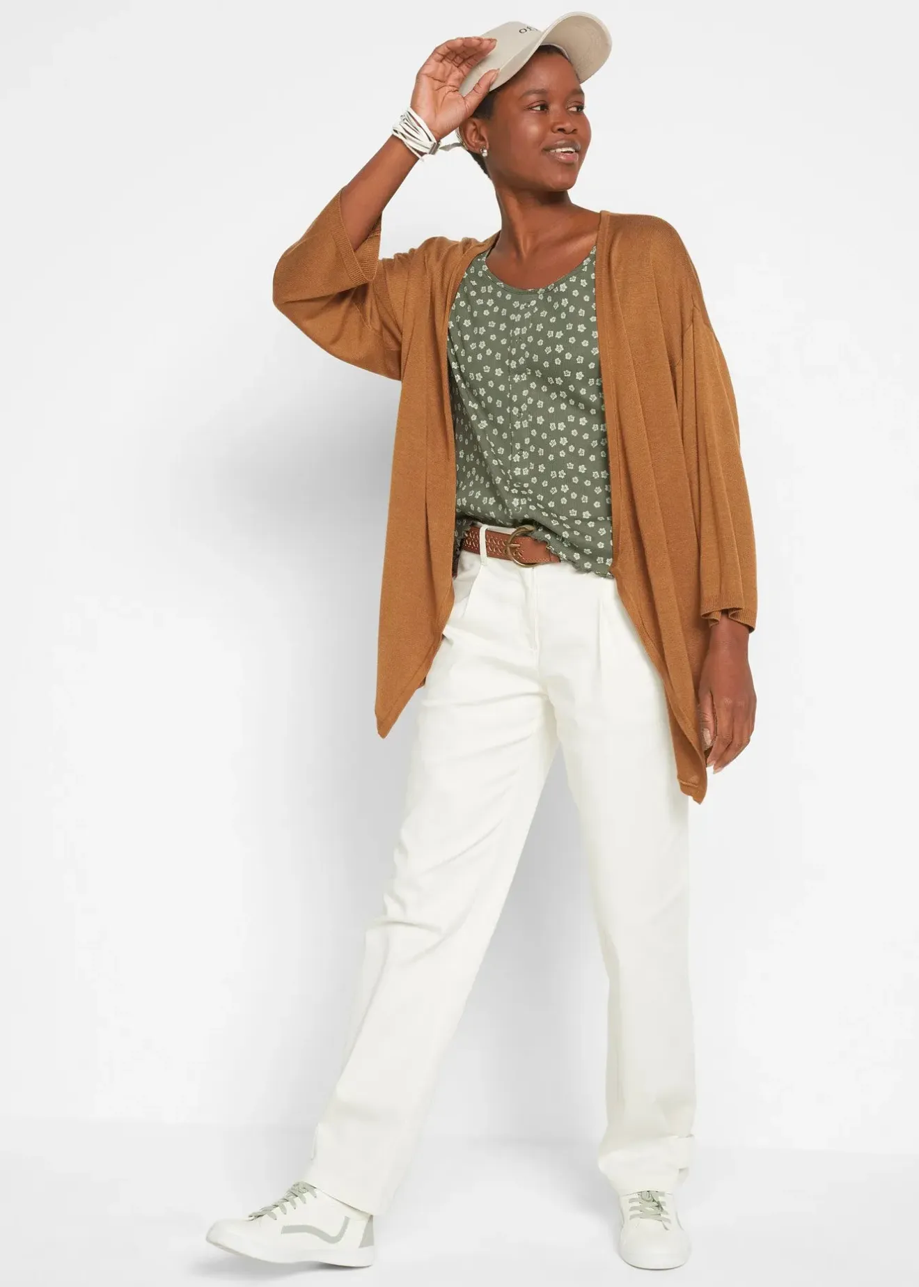 bonprix T-shirt côtelé à imprimé floral, manches coude|Femme T-Shirts & Tops