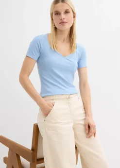 Femme bonprix T-Shirts & Tops|T-shirt côtelé en viscose extensible