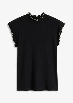 bonprix T-shirt côtelé en viscose extensible|Femme T-Shirts & Tops