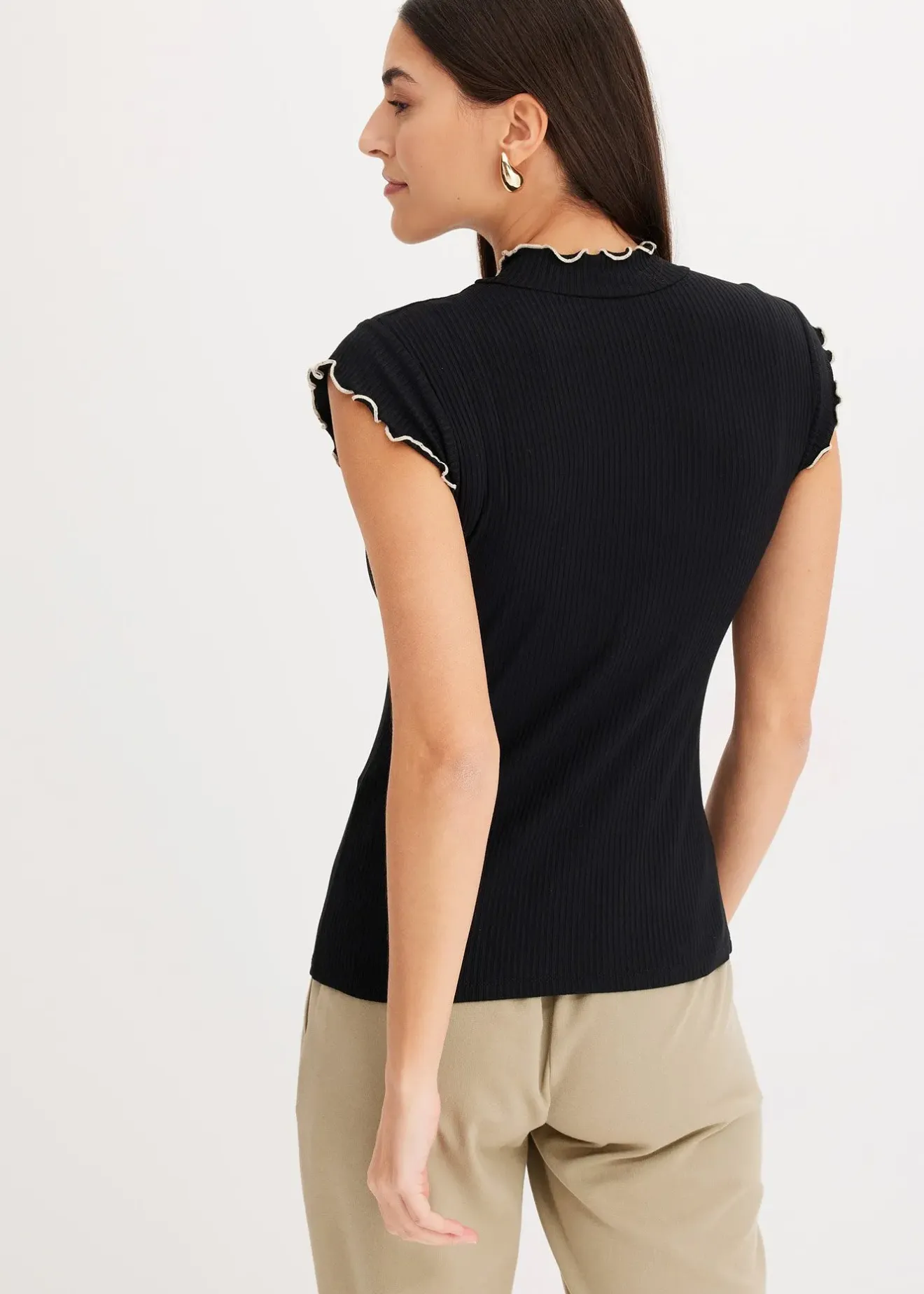 bonprix T-shirt côtelé en viscose extensible|Femme T-Shirts & Tops