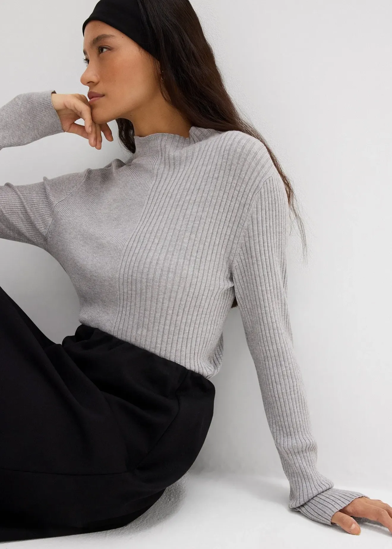 Femme bonprix T-Shirts & Tops|T-shirt côtelé en viscose mélangée