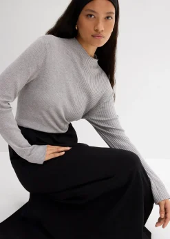 Femme bonprix T-Shirts & Tops|T-shirt côtelé en viscose mélangée