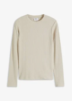 Femme bonprix Basiques|T-Shirts & Tops|T-shirt côtelé manches longues 100 % coton